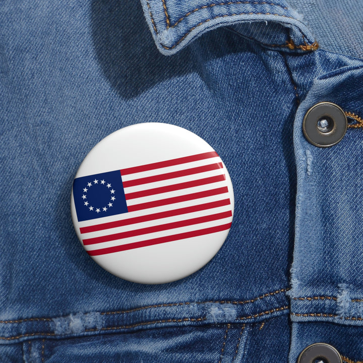 Betsy Ross Flag Custom Pin Buttons - White