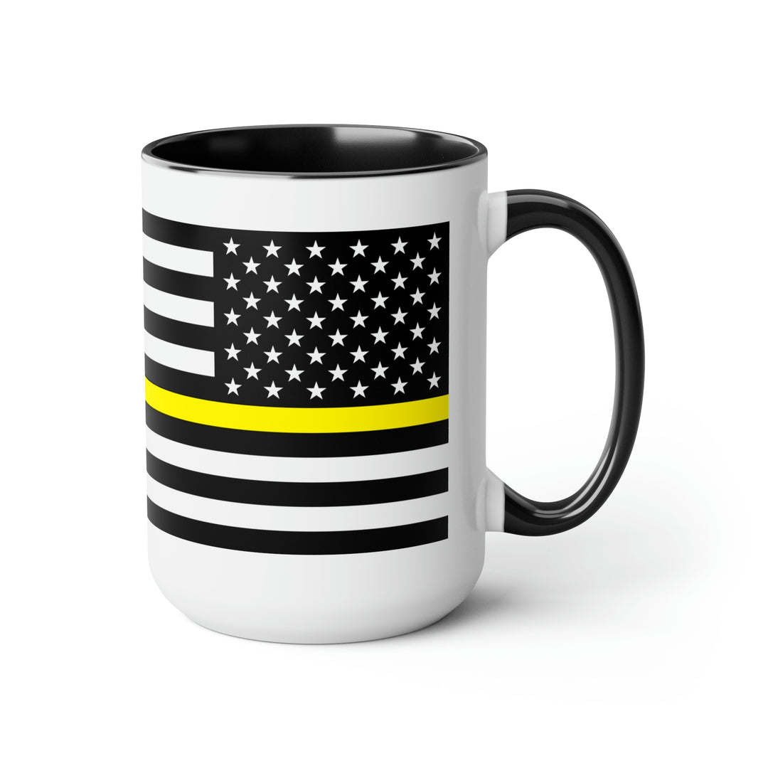 Two-Tone Thin Yellow Line Flag Coffee Mugs, 15oz