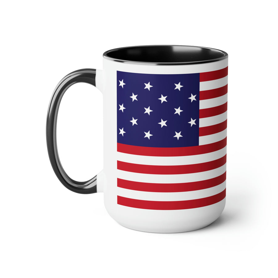 Two-Tone Star Spangled Banner Flag Coffee Mugs, 15oz