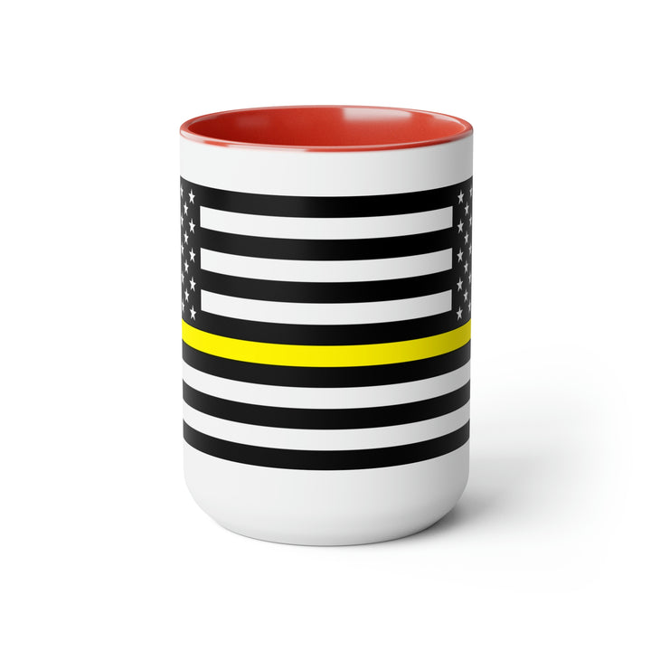 Two-Tone Thin Yellow Line Flag Coffee Mugs, 15oz