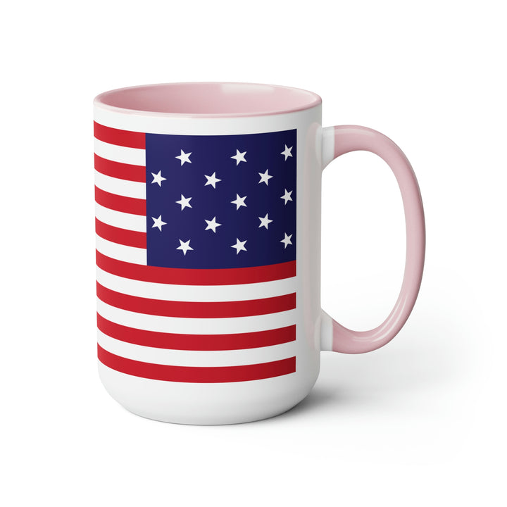 Two-Tone Star Spangled Banner Flag Coffee Mugs, 15oz