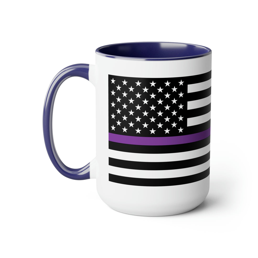 Two-Tone Thin Purple Line Flag Coffee Mugs, 15oz