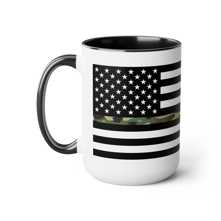 Two-Tone Thin Camo Line Flag Coffee Mugs, 15oz