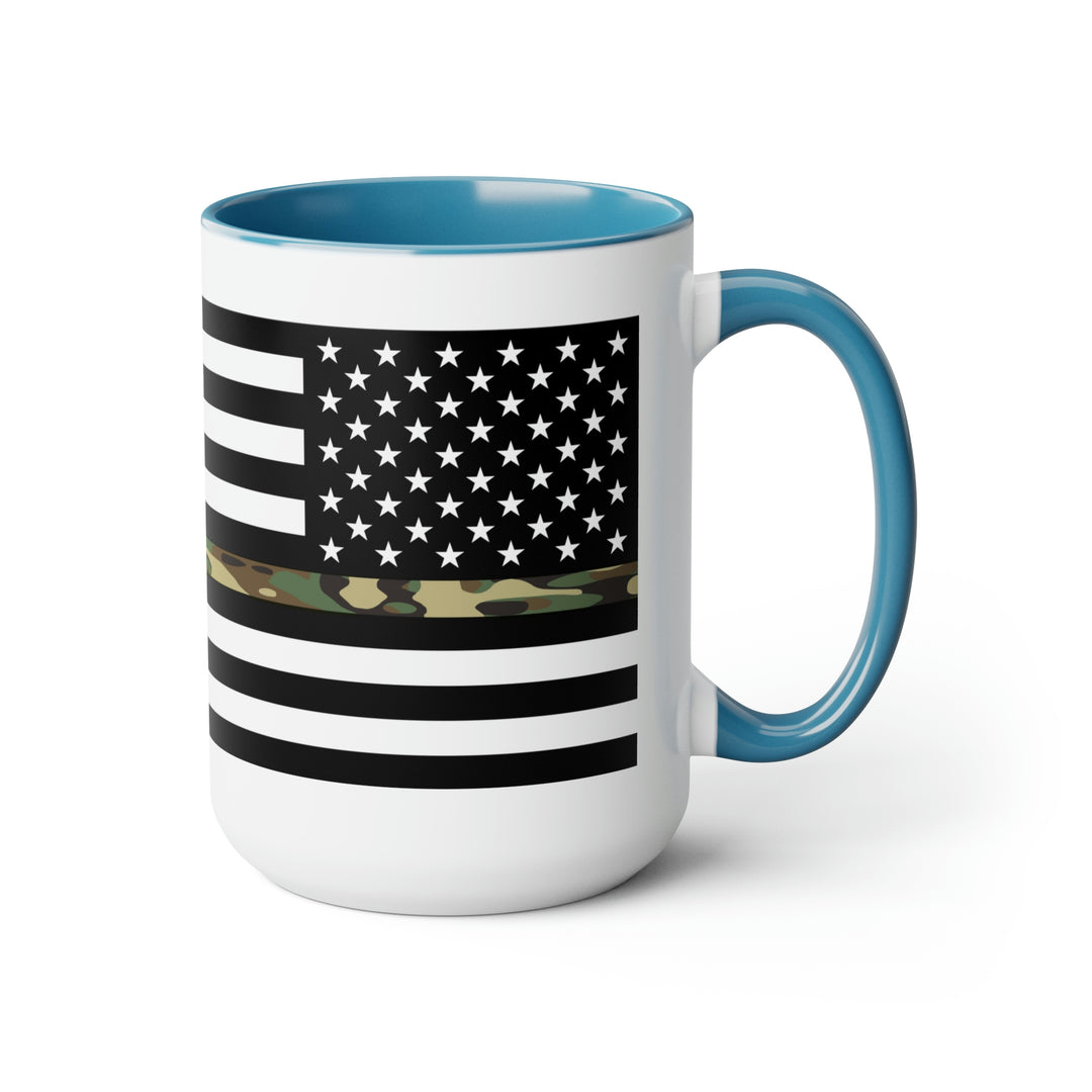 Two-Tone Thin Camo Line Flag Coffee Mugs, 15oz