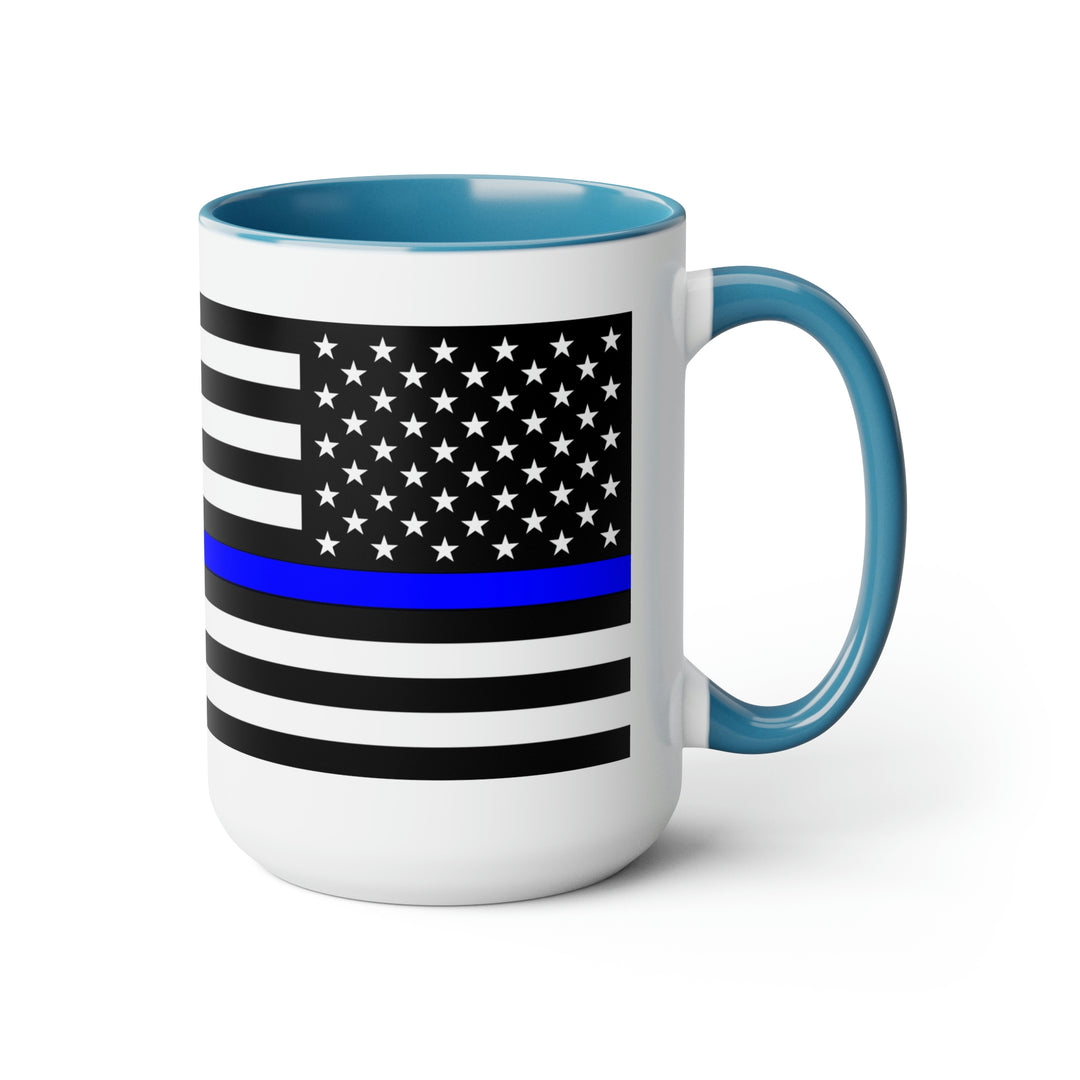 Two-Tone Thin Blue Line Flag Coffee Mugs, 15oz