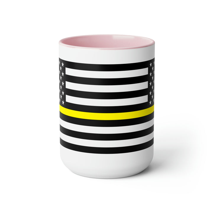 Two-Tone Thin Yellow Line Flag Coffee Mugs, 15oz