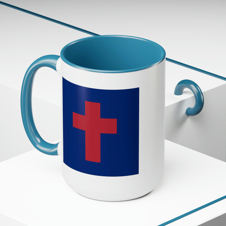 Two-Tone Christian Flag Coffee Mugs, 15oz