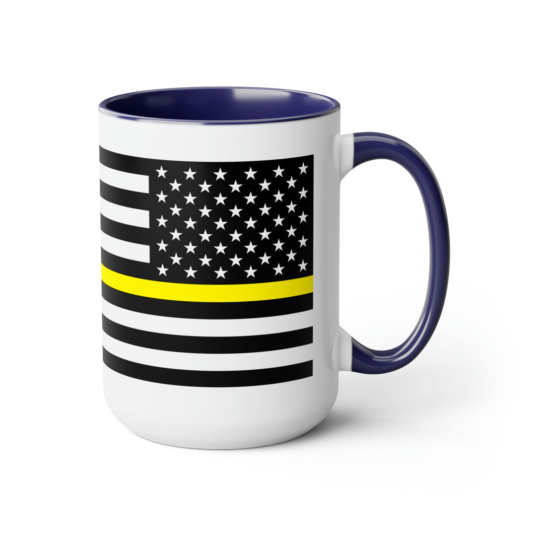 Two-Tone Thin Yellow Line Flag Coffee Mugs, 15oz