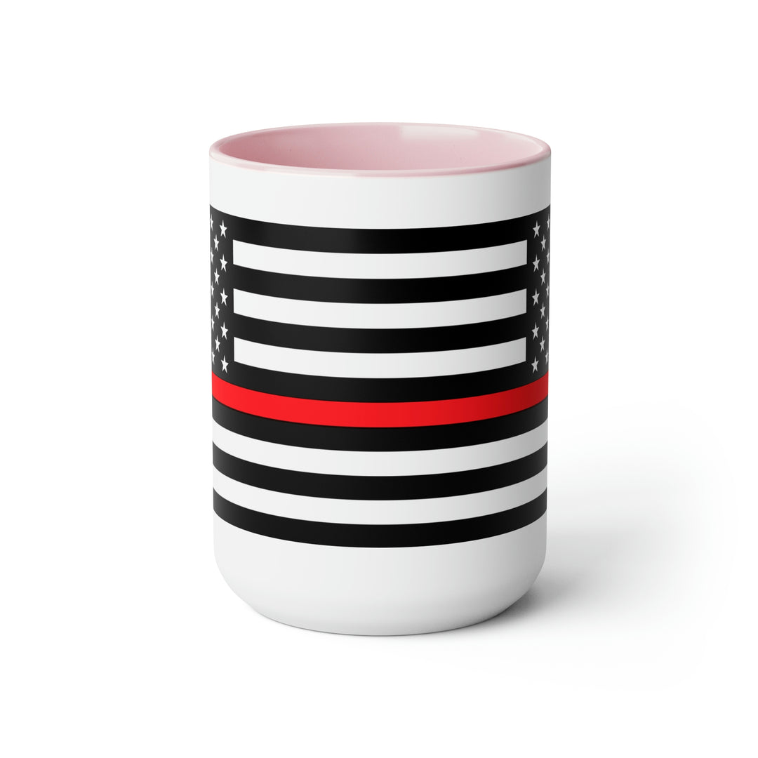 Two-Tone Thin Red Line Flag Coffee Mugs, 15oz