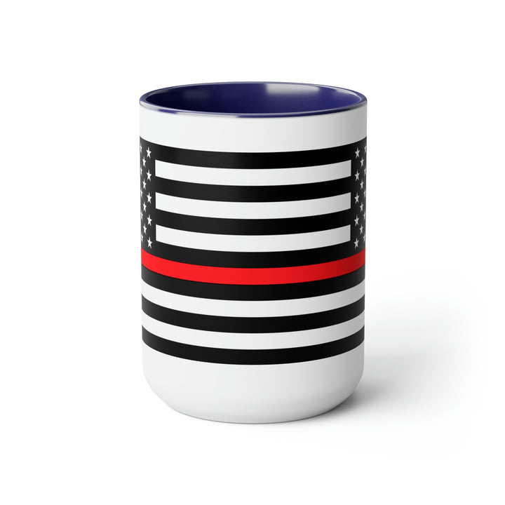 Two-Tone Thin Red Line Flag Coffee Mugs, 15oz