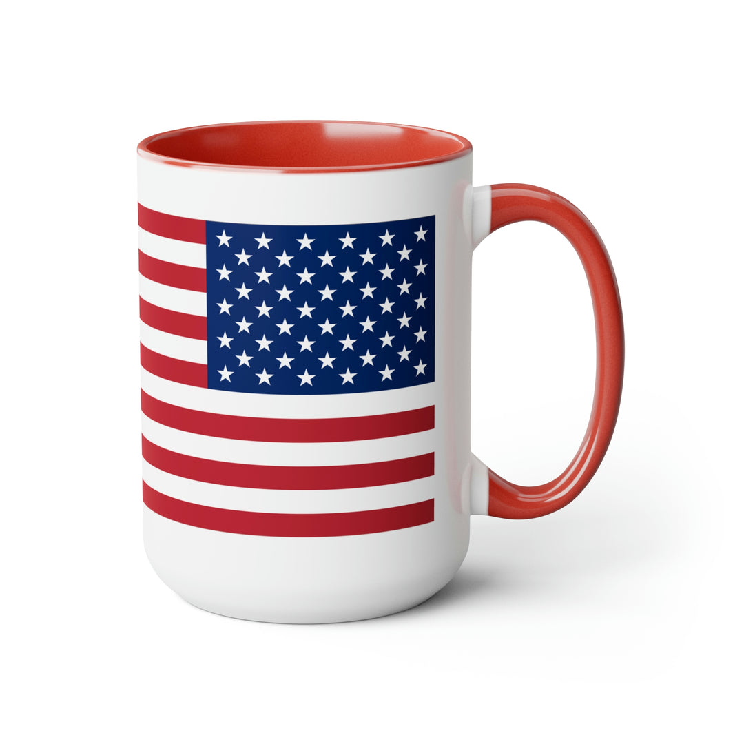 Two-Tone American Flag Coffee Mugs, 15oz