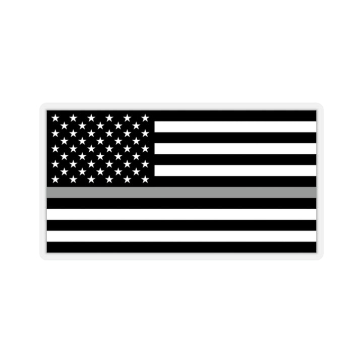 Thin Silver Line Flag Sticker