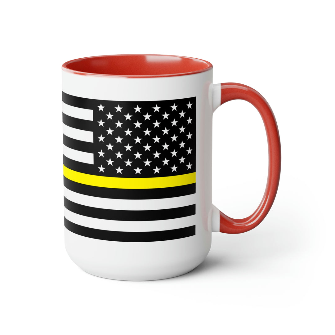 Two-Tone Thin Yellow Line Flag Coffee Mugs, 15oz