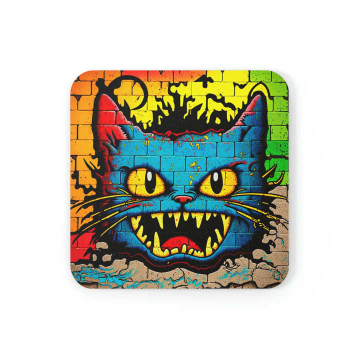 Crazy Blue Cat Cork Back Coaster