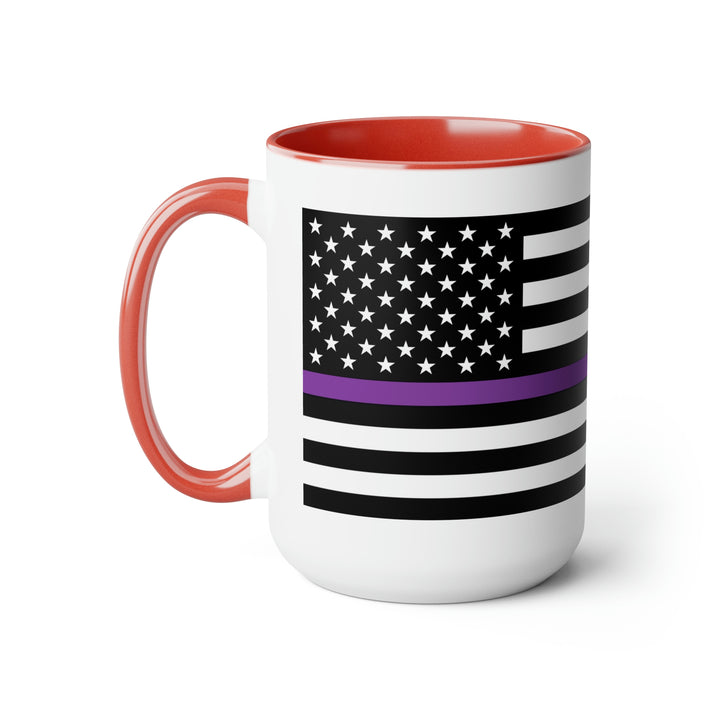 Two-Tone Thin Purple Line Flag Coffee Mugs, 15oz