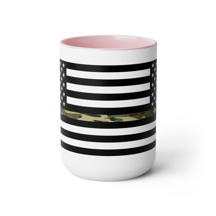 Two-Tone Thin Camo Line Flag Coffee Mugs, 15oz