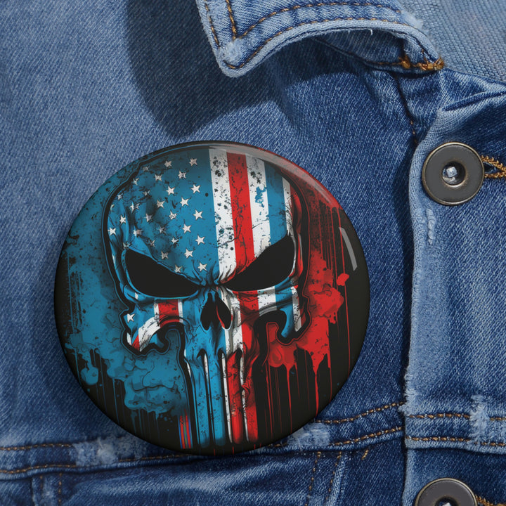 American Flag Punisher Skull Custom Pin Buttons