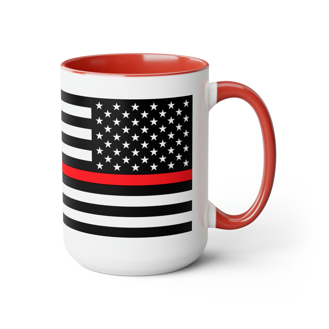 Two-Tone Thin Red Line Flag Coffee Mugs, 15oz