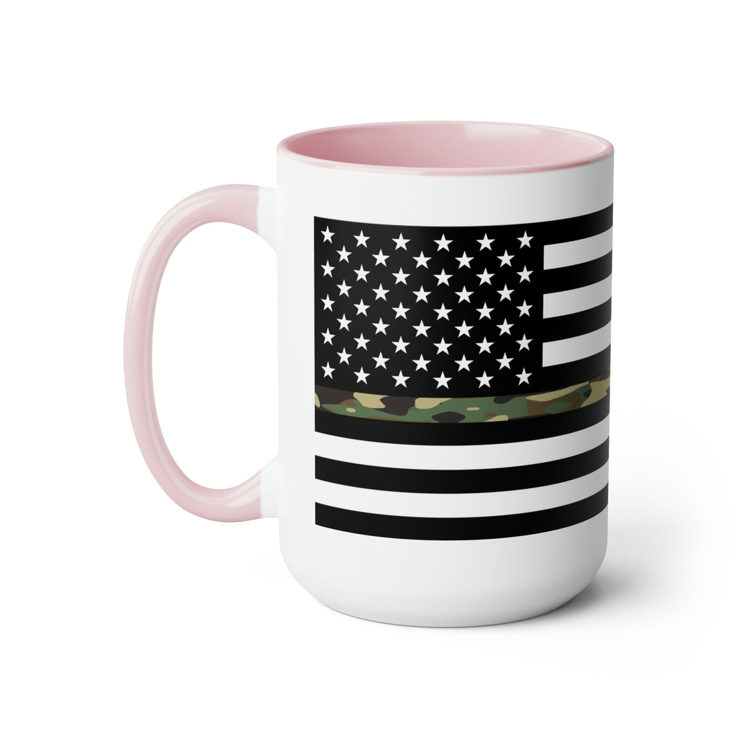 Two-Tone Thin Camo Line Flag Coffee Mugs, 15oz