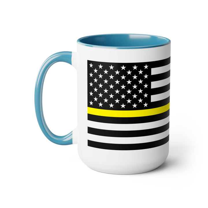 Two-Tone Thin Yellow Line Flag Coffee Mugs, 15oz