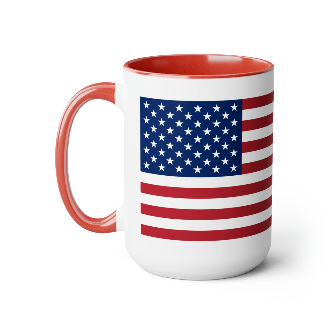 Two-Tone American Flag Coffee Mugs, 15oz