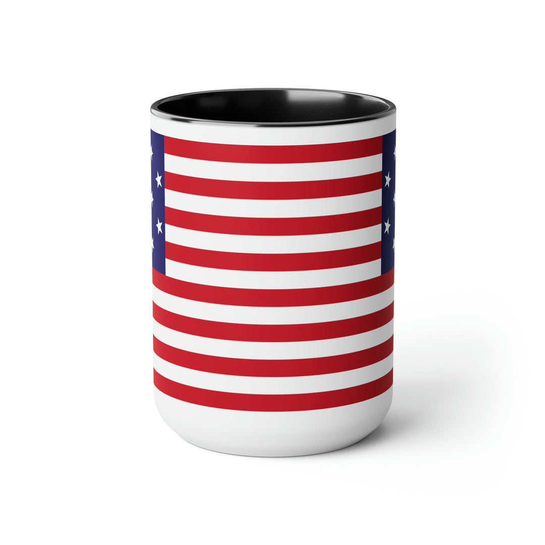 Two-Tone Star Spangled Banner Flag Coffee Mugs, 15oz