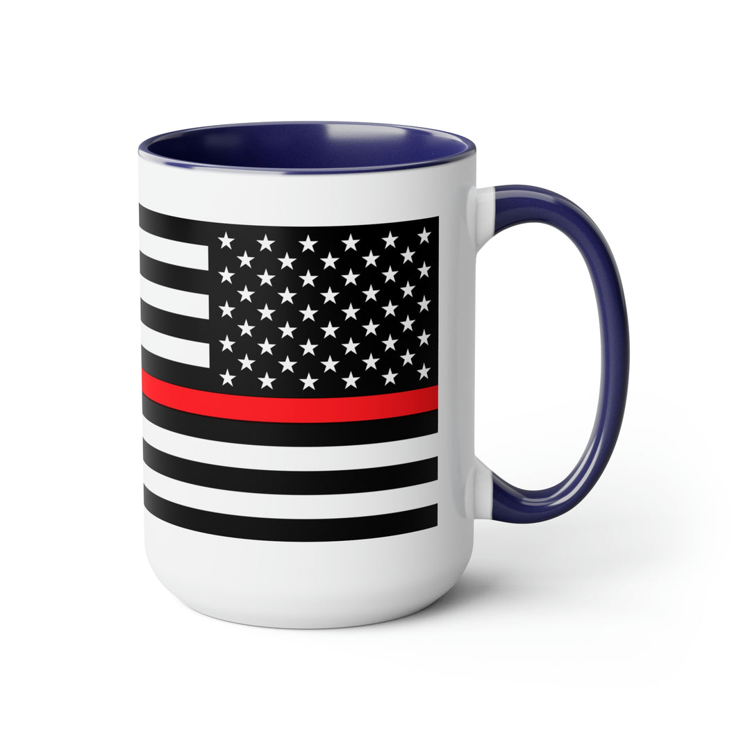 Two-Tone Thin Red Line Flag Coffee Mugs, 15oz