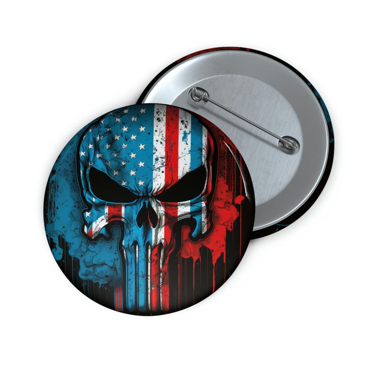 American Flag Punisher Skull Custom Pin Buttons