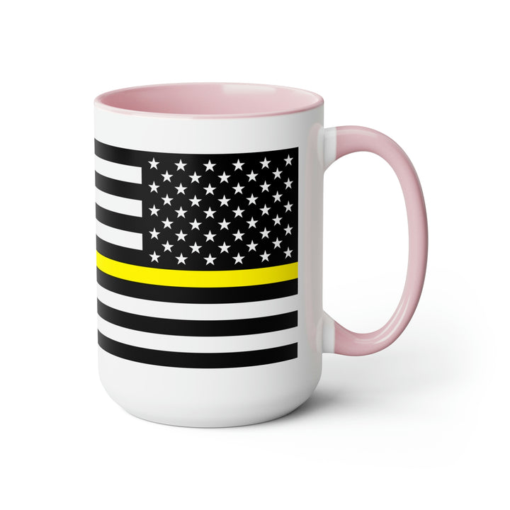 Two-Tone Thin Yellow Line Flag Coffee Mugs, 15oz