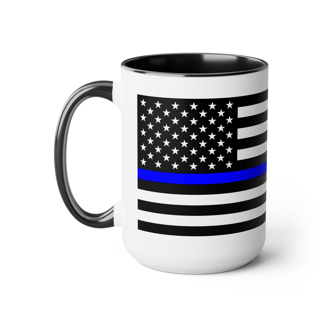 Two-Tone Thin Blue Line Flag Coffee Mugs, 15oz