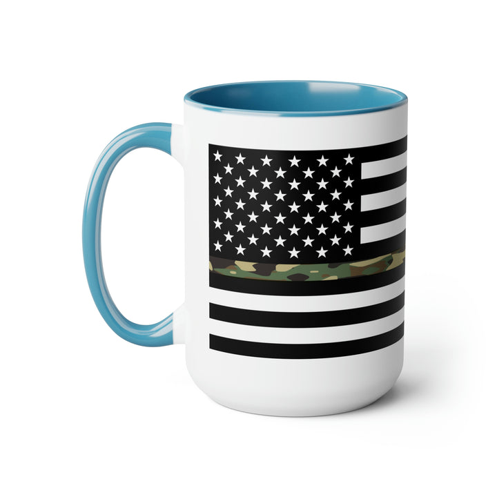 Two-Tone Thin Camo Line Flag Coffee Mugs, 15oz