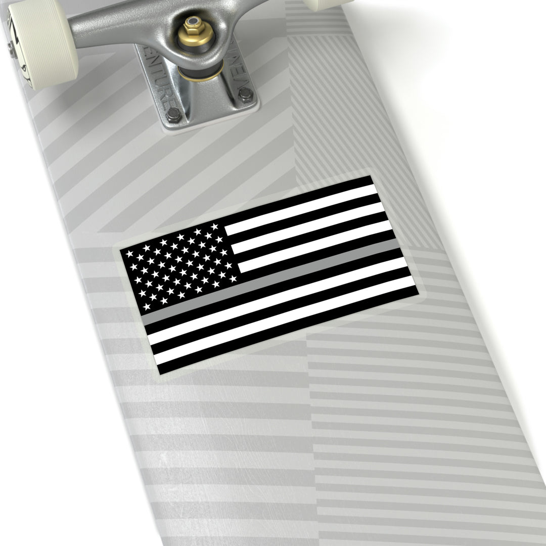 Thin Silver Line Flag Sticker