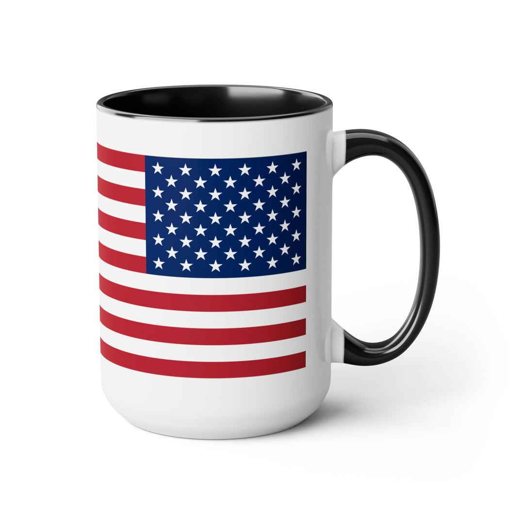 Two-Tone American Flag Coffee Mugs, 15oz