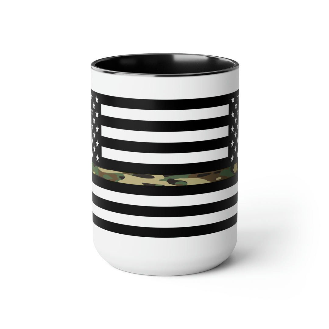 Two-Tone Thin Camo Line Flag Coffee Mugs, 15oz