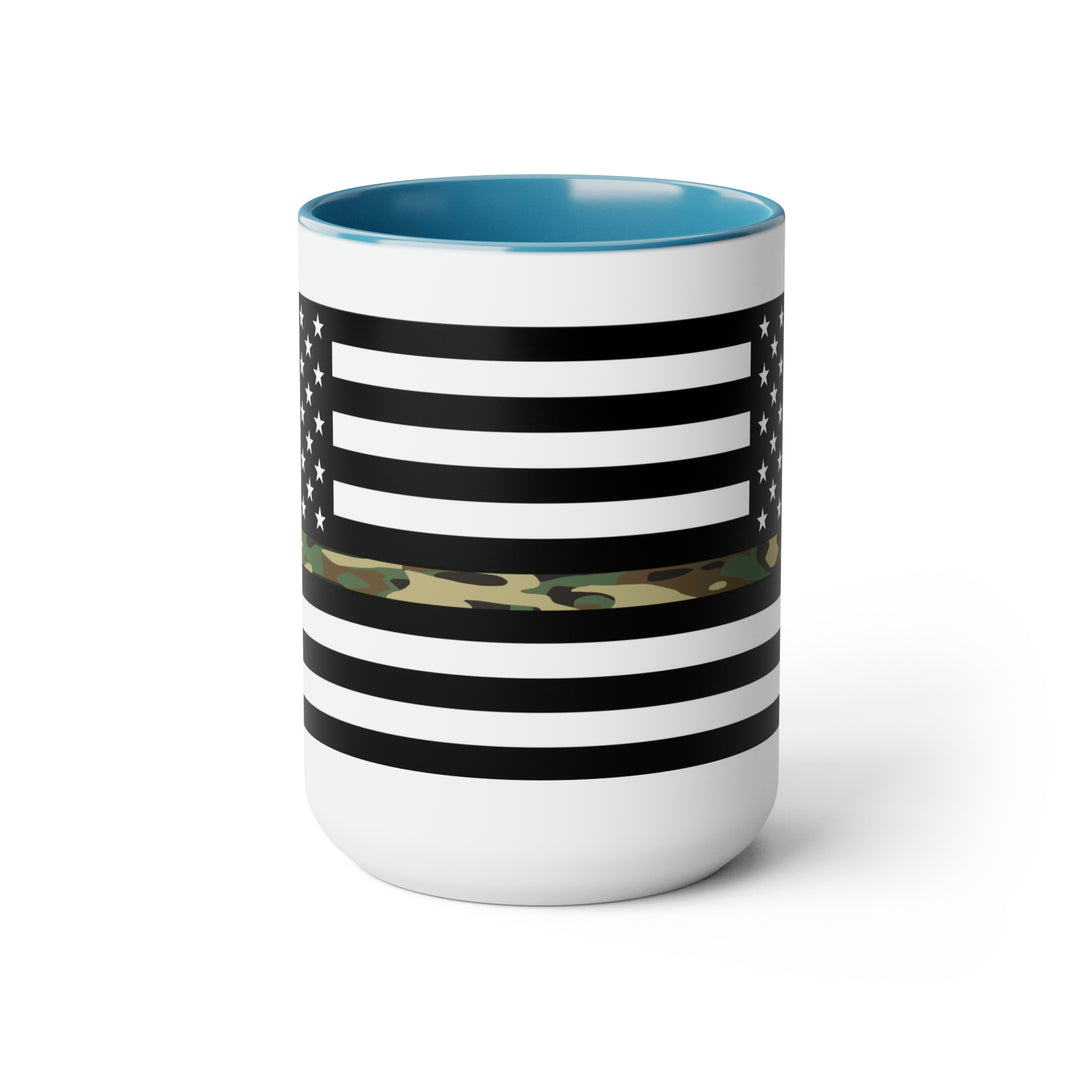 Two-Tone Thin Camo Line Flag Coffee Mugs, 15oz