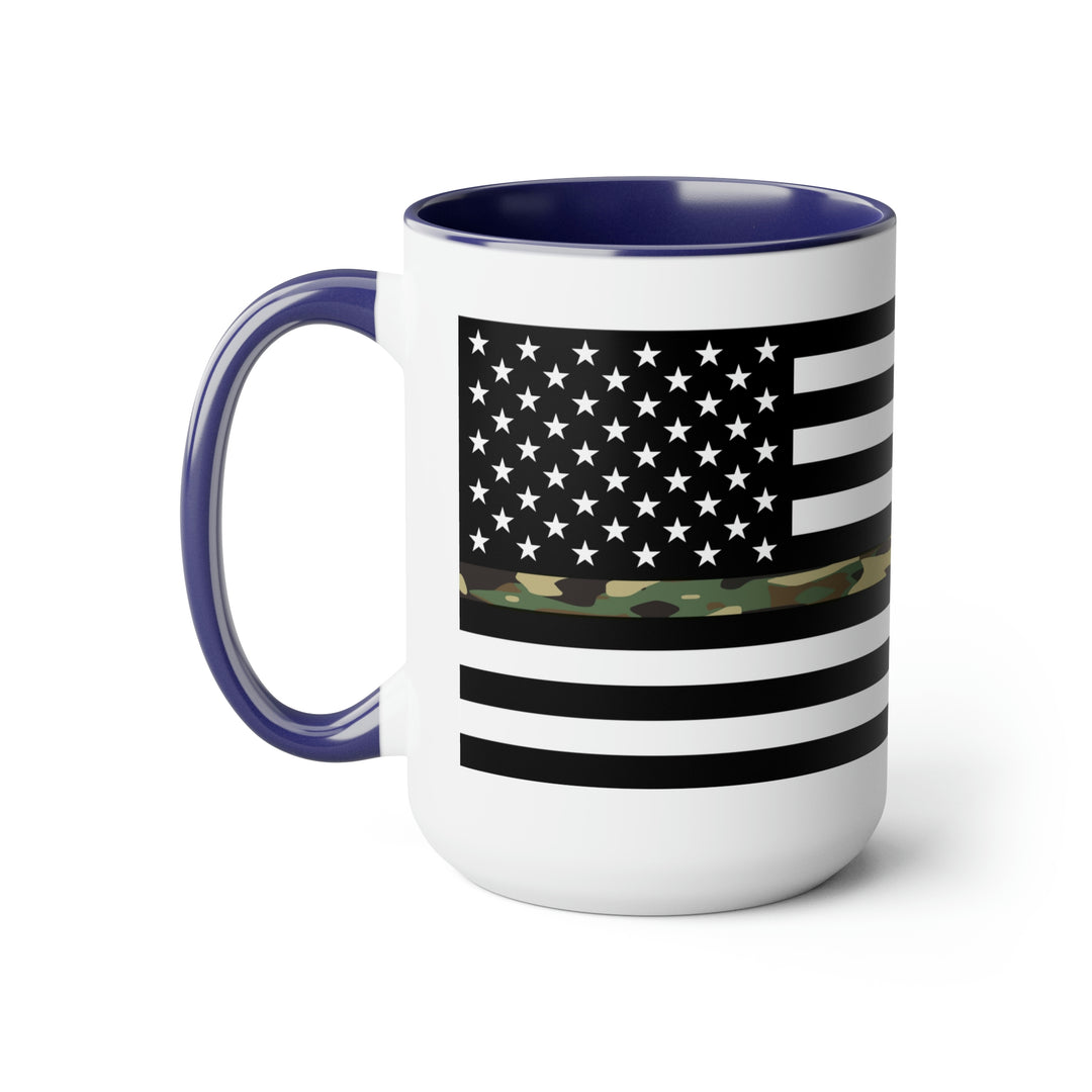 Two-Tone Thin Camo Line Flag Coffee Mugs, 15oz