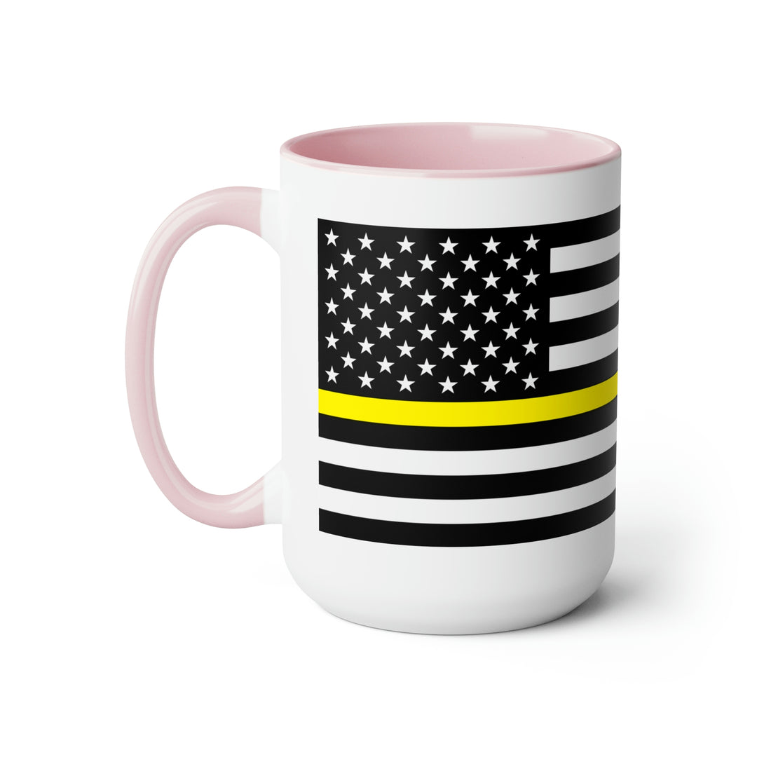 Two-Tone Thin Yellow Line Flag Coffee Mugs, 15oz