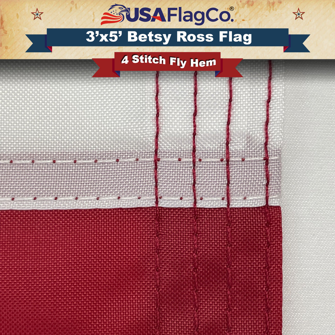 Traditional Betsy Ross Flag (3x5 foot) Embroidered Stars & Sewn Stripes - USA Flag Co.