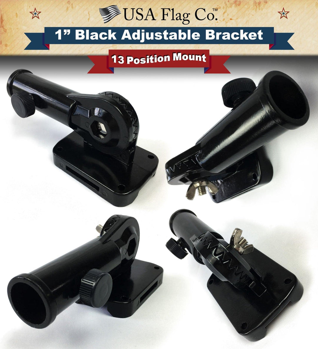 Black Flag Pole Mount (1-inch Diameter) - USA Flag Co.