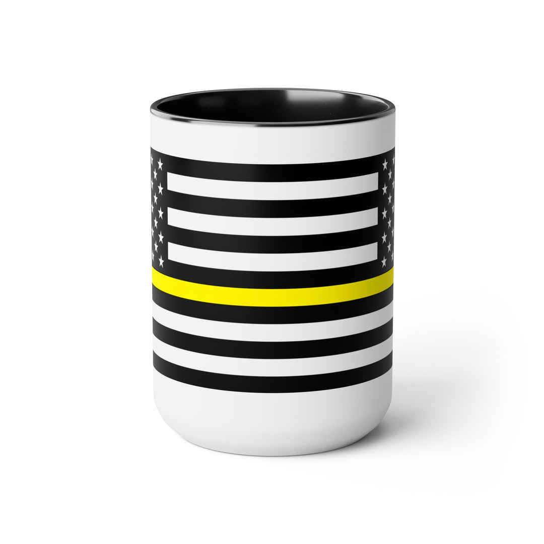 Two-Tone Thin Yellow Line Flag Coffee Mugs, 15oz