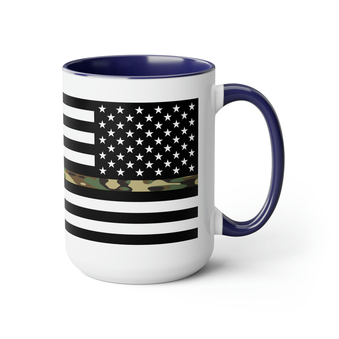 Two-Tone Thin Camo Line Flag Coffee Mugs, 15oz