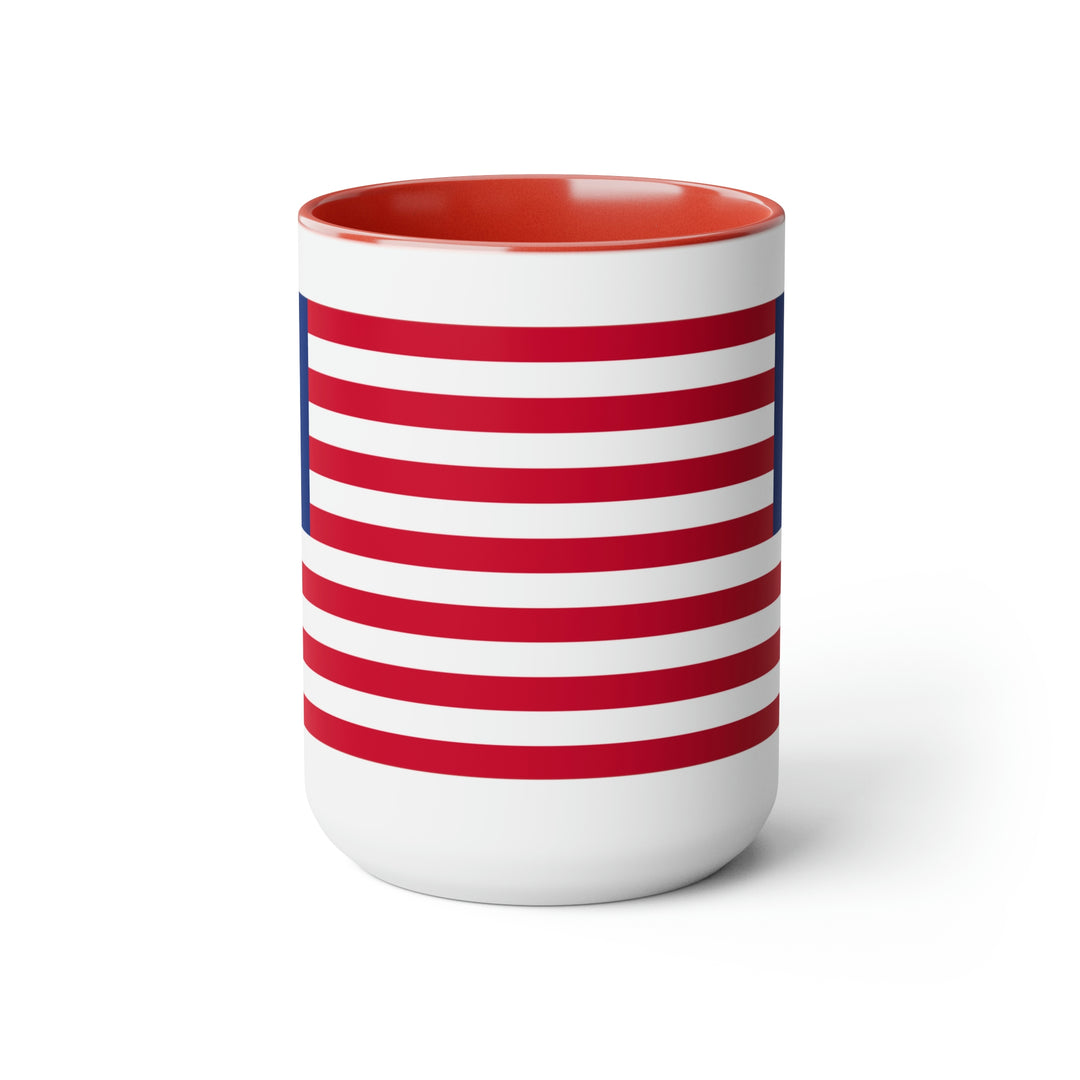 Two-Tone Betsy Ross Flag Coffee Mugs, 15oz