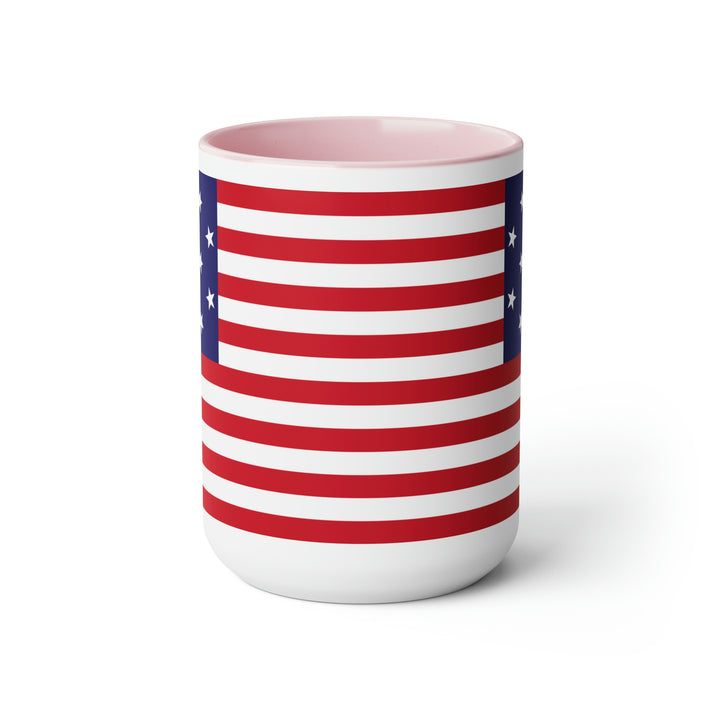 Two-Tone Star Spangled Banner Flag Coffee Mugs, 15oz