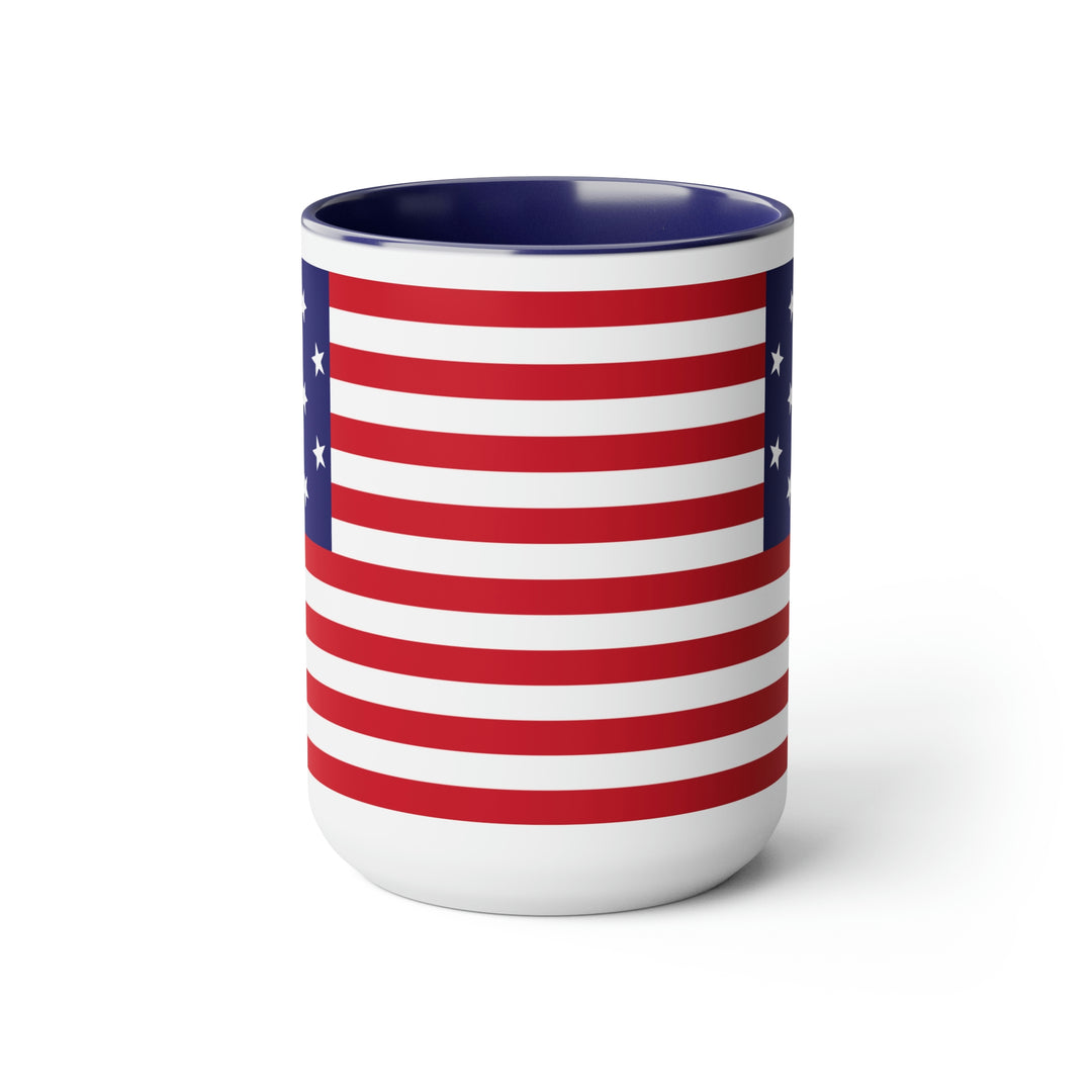 Two-Tone Star Spangled Banner Flag Coffee Mugs, 15oz