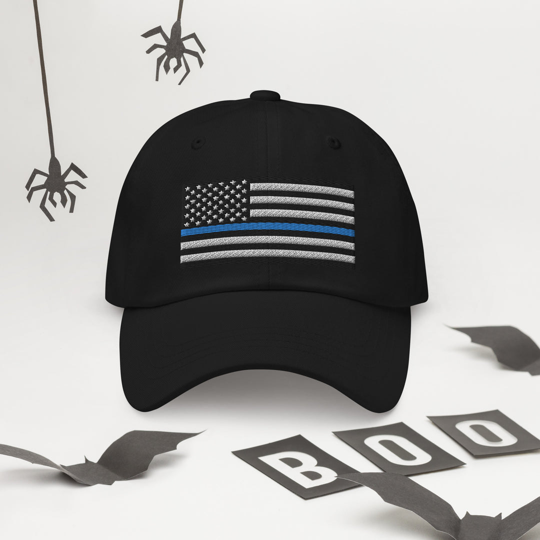 Dad Hat - Thin Blue Line Flag (Embroidered Flag)