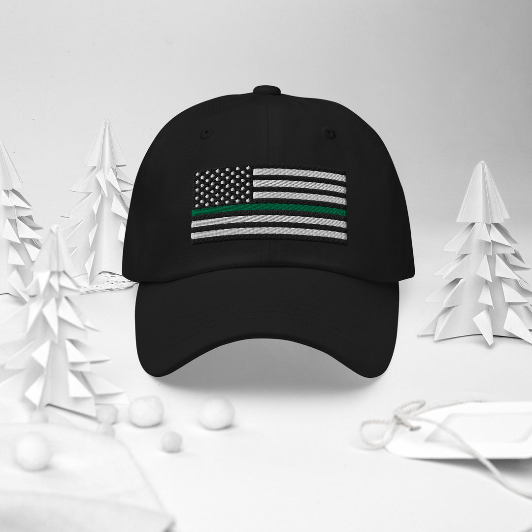 Dad Hat - Thin Green Line Flag (Embroidered Flag)