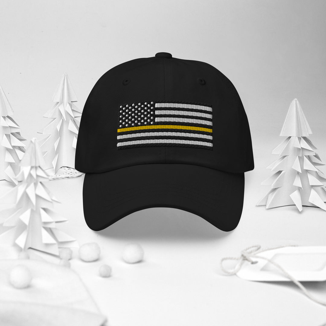 Dad Hat - Thin Yellow Line Flag (Embroidered Flag)