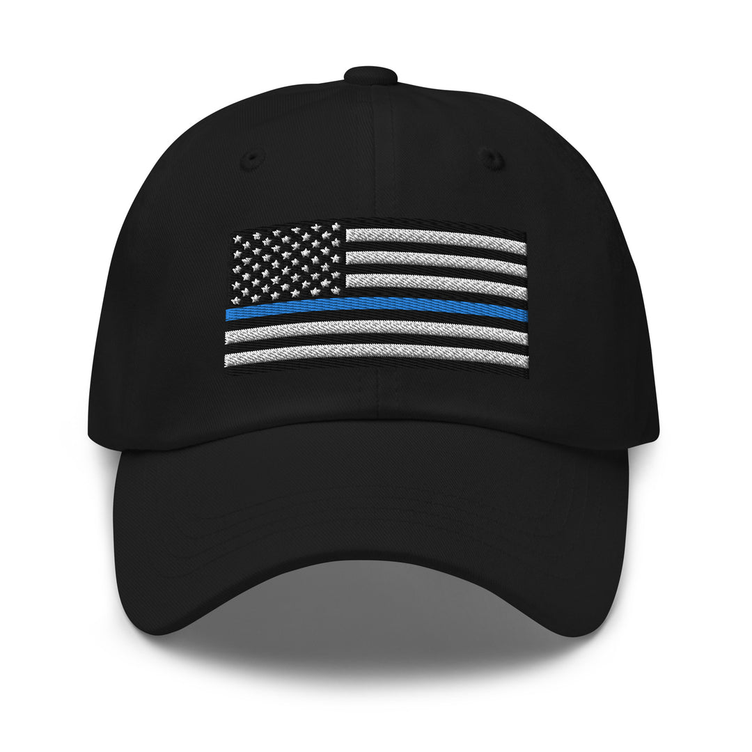 Dad Hat - Thin Blue Line Flag (Embroidered Flag)