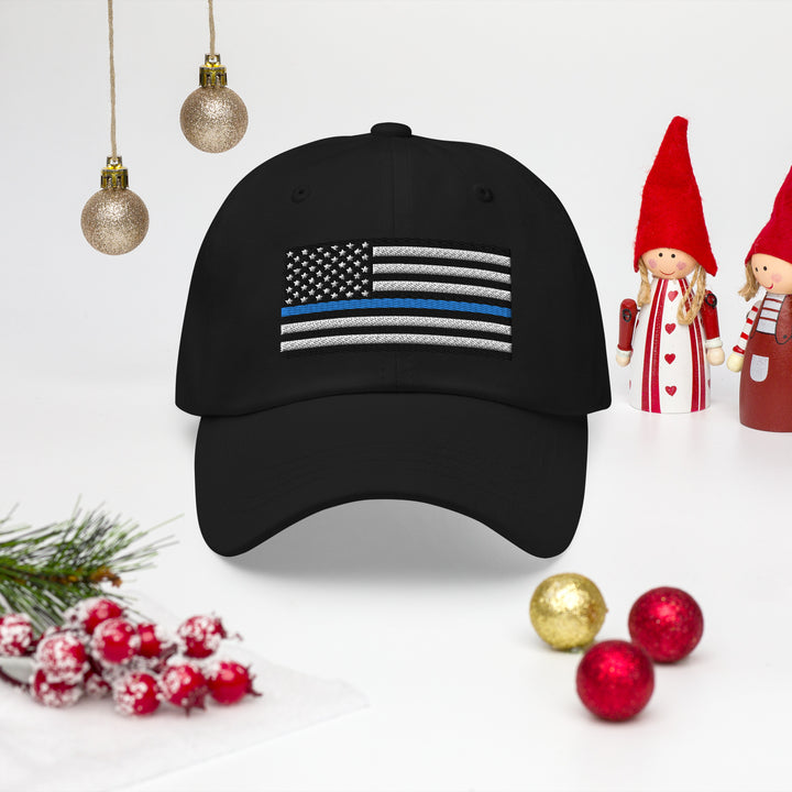 Dad Hat - Thin Blue Line Flag (Embroidered Flag)