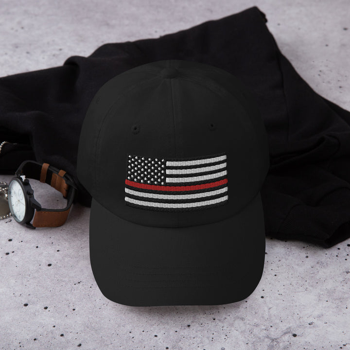 Dad Hat - Thin Red Line Flag (Embroidered Flag)